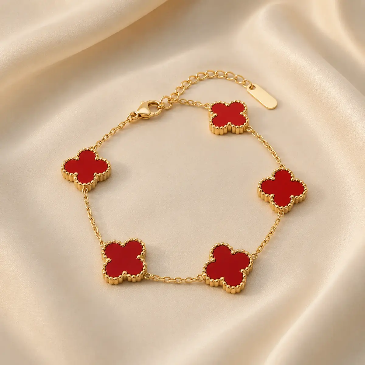 Браслет Van Cleef — Золото / червоний